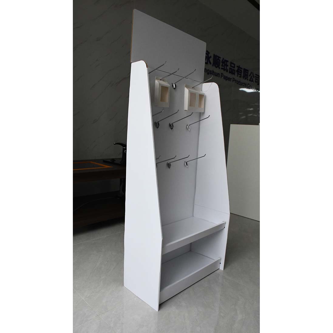 White sample display rack